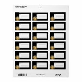 Élégant Black Gold Floral Blank Étiquette de messa (Feuille entière)