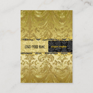 Elegant Black & Gold Floral Damasking 2 Visitekaartje