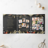 Élégant Black Gold Floral Photo Funeral Programme (Intérieur)