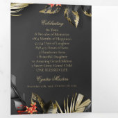 Élégant Black Gold Floral Photo Funeral Programme (Intérieur en premier)