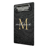 Elegant Black Gold Floral Script Monogram Mini Klembord (Angled2)