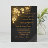 Elegant Black & Gold Floral Wedding Invitation (Debout devant)