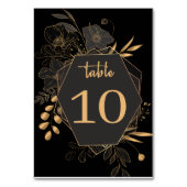 Elegant Black & Gold Floral Wedding Kaart (Voorkant)