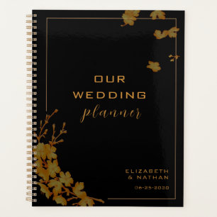 Elegant Black & Gold Floral Wedding Planner
