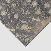 Elegant Black Gold Flowers Vine Handwriting Tissuepapier (Detail)