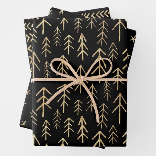 Elegant Black Gold Foil Holiday Patronen Inpakpapier Vel (In situ)