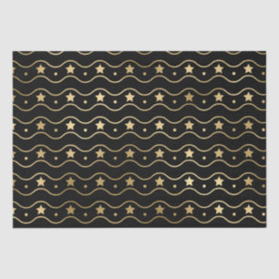 Elegant Black & Gold Foil kerstschijven & Waves Tissuepapier
