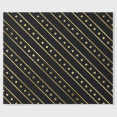 Elegant Black & Gold Foil kerststripes en Stippen Cadeaupapier (Vlak)