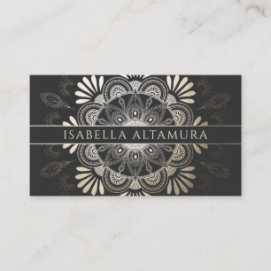 Elegant Black & Gold Foil Mandala Visitekaartjes