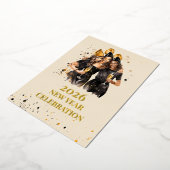 Elegant Black & Gold Foil New Year Invitation (Rotation)