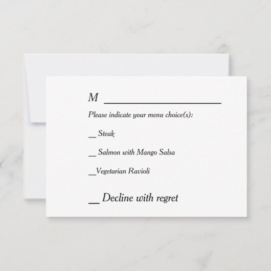 Elégant Black Gold Frame Mariage Menu RSVP (Dos)