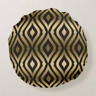 Elegant Black & Gold Geometric Pattern Rond Kussen