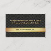 Elegant Black & Gold Geometric Pattern Visitekaartje (Achterkant)