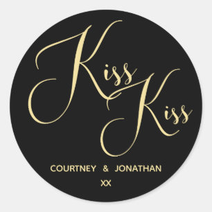 Elegant Black Gold Gezegde met  naam Ronde Sticker