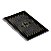 Élégant Black Gold Glen Plaid Monogramme Carnet (Côté Droit)