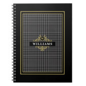Elegant Black Gold Glen Pset Monogramed Notitieboe Notitieboek (Voorkant)