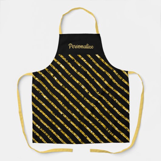Elegant Black Gold Glitter Angled Stripes Pattern Schort (Voorkant)