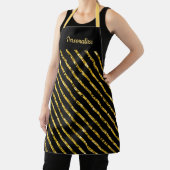 Elegant Black Gold Glitter Angled Stripes Pattern Schort (Insitu)