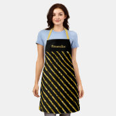 Elegant Black Gold Glitter Angled Stripes Pattern Schort (Gedragen)