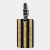 Elegant Black Gold Glitter Striped Bagagelabel (Voorkant verticaal)