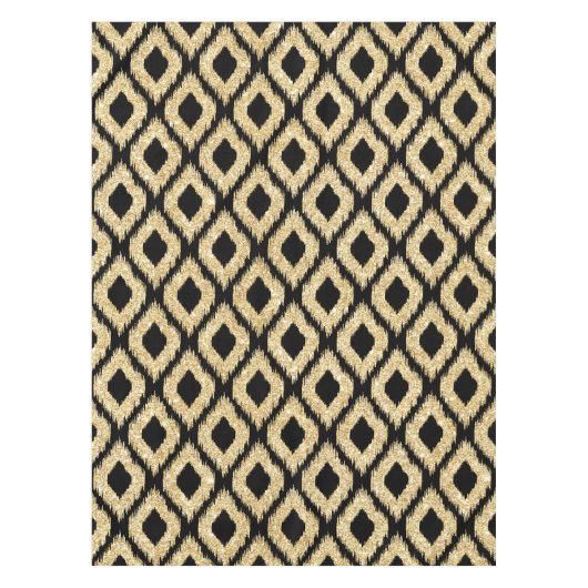 Elegant Black Gold Glitter Tribal Patroon Tafelkleed (Voorkant)