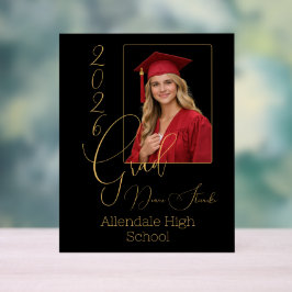 Elegant Black & Gold Graduation Acryl Bord