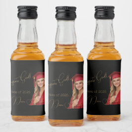 Elegant Black & Gold Graduation Likeurfles Etiket