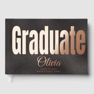 Élégant Black Gold Graduation Party invité