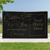Elegant Black & Gold Graduation Spandoek (Buitenkant)