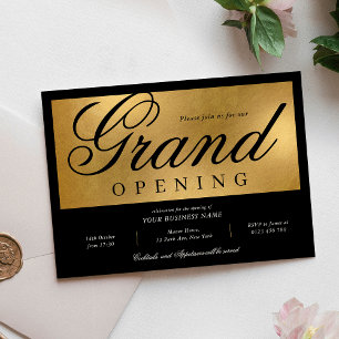 Elegant Black & Gold Grand Opening Event Zakelijk Kaart