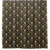 Elegant black gold gray tiled pattern  douchegordijn (Voorkant)