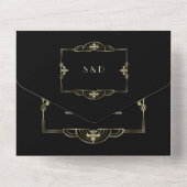 Elegant Black Gold Great Gatsby Art Deco Wedding All In One Uitnodiging (Achterkant)