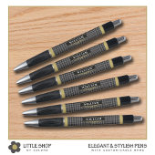 Elegant Black Gold Grey Glen Pset Monogram Pen