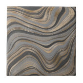 Elegant Black gold grijs agate vloeibare marmer Tegeltje (Voorkant)