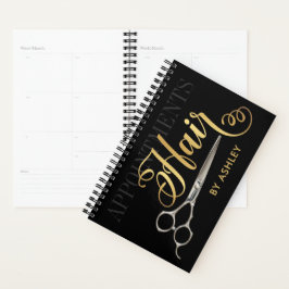 Elegant Black & Gold Hair Appointbook Planner