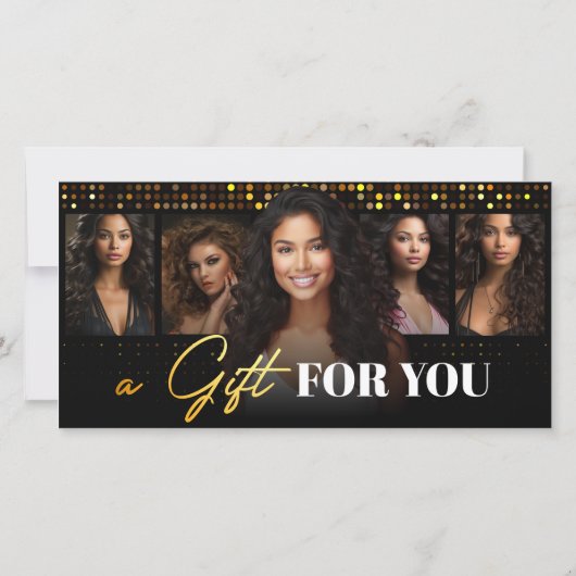 Elegant Black Gold Hair Salon Cadeaubon (Achterkant)