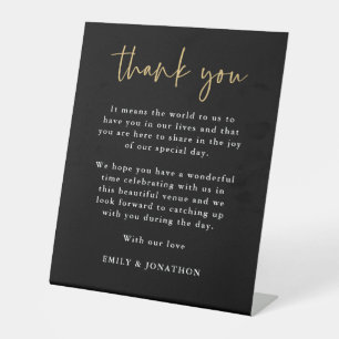 Elegant Black Gold Hartelijk dank voor uw brieven Reclamebord Met Voetstuk
