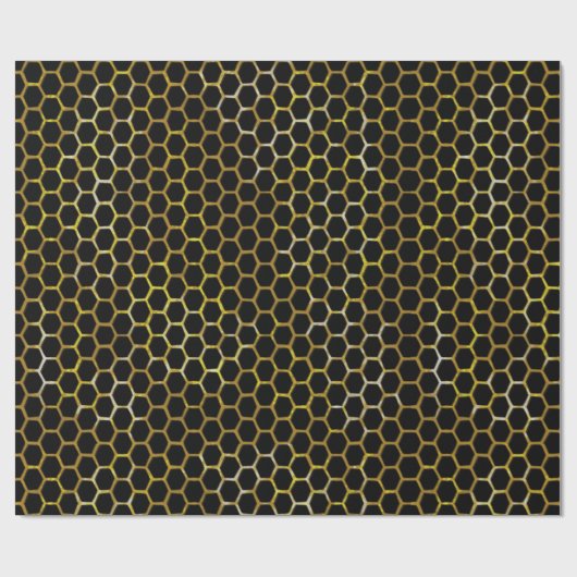 Elegant Black Gold Hexagon Beehive Patroon Cadeaupapier (Vlak)