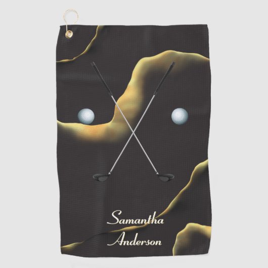 Elegant Black Gold Ink Alcohol Gift Fab Golfhanddoek (Voorkant)