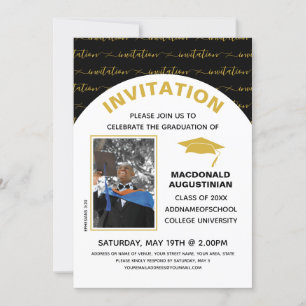 Élégant Black Gold - Invitation photo