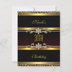 Elegant Black gold Jewel 30th Birthday Invitation Kaart