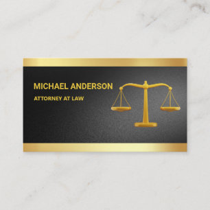Elegant Black Gold Justice Scale Lawyer Attorney Visitekaartje