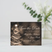 Elegant Black Gold kerstbruiloft bewaart de datum Aankondigingskaart (Staand voorkant)