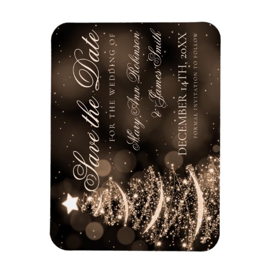 Elegant Black Gold kerstbruiloft bewaart de datum Magneet (Verticaal)