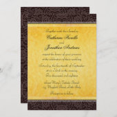 Elegant Black Gold Lace Wedding Invitation Kaart (Voorkant / Achterkant)