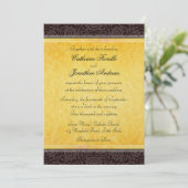 Elegant Black Gold Lace Wedding Invitation Kaart (Staand voorkant)