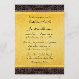 Elegant Black Gold Lace Wedding Invitation Kaart