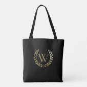 Elegant Black Gold Laurel Wreater Monogram Draagtas (Achterkant)