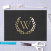 Elegant Black Gold Laurel Wreater Monogram Tissuepapier (Craft)