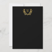 Elegant Black Gold Leaf Chic Monogram Weddenschap Kaart (Achterkant)